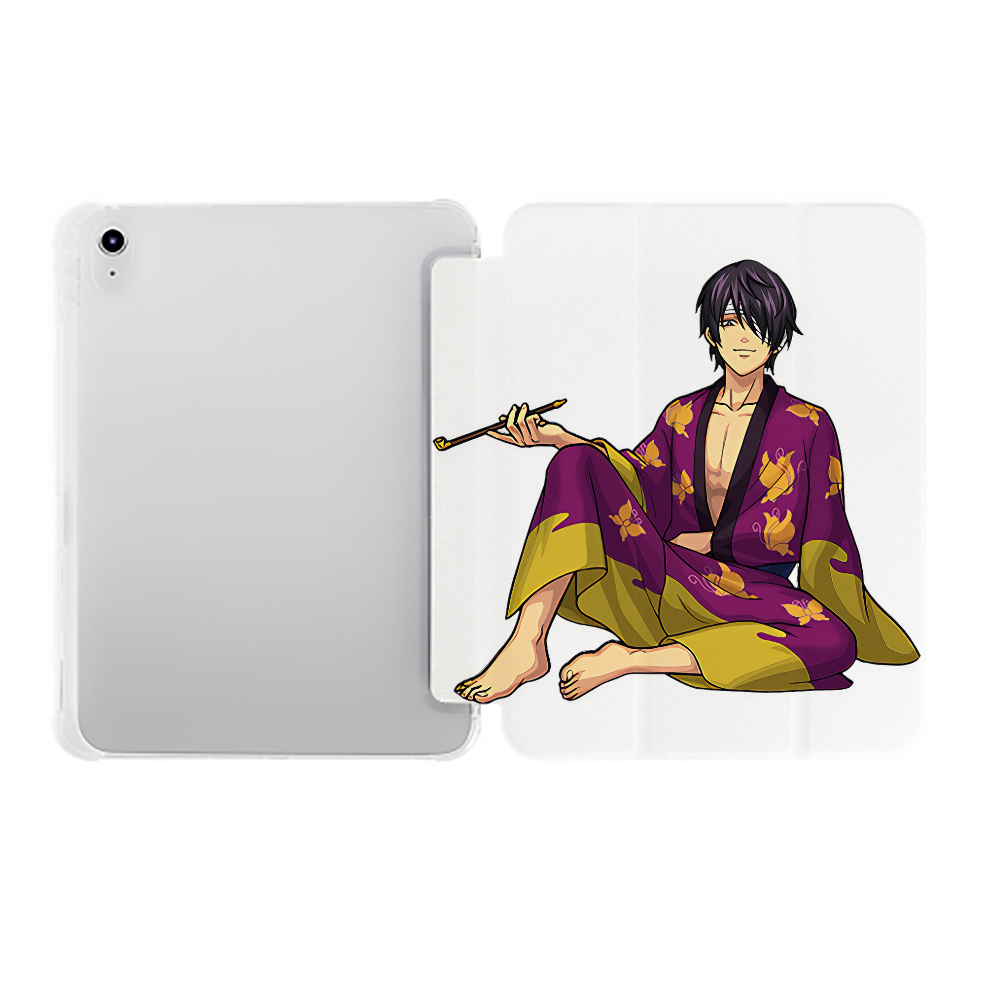 （画像用） ぎんたま 坂田銀時（さかたぎんとき） 神楽 志村新八（しむら しんぱち） GINTAMA Sakata Gintoki Kagura Shimura Shinpachi IPad ケース ペン収納付き 三つ折りスタンド PUレザー×シリコン 対応機種9.5/10.5/10.9インチ